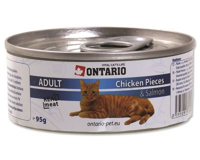 Ontario Chicken Pieces & Salmon konzerva - kuracie kúsky & losos 95 g