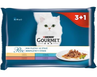 Gourmet Perle cat kaps.- Multipack filety ve štáve 4 x 85 g (3+1zdarma)